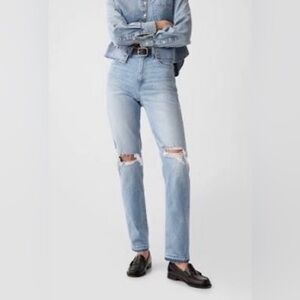 GAP Mineral Light Wash highrise straight leg jeans 14r blue denim stretch